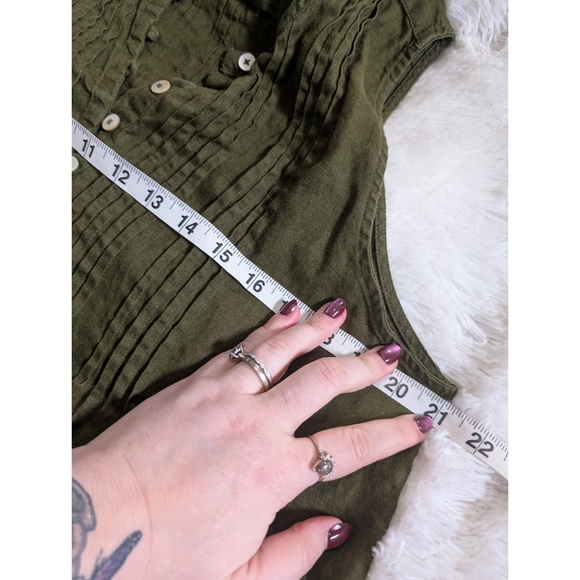 Quince 100% Linen Martini Olive Sleeveless Swing Button-Down Tunic Dress Large - Picture 8 of 9